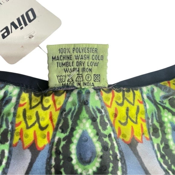 Vibrant Multicolor V-neck Kaftan Dress with rhinestones. One size. Sheer - Picture 6 of 10